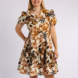 LADIES ALORA PRINTED V NECK TIERED DRESS