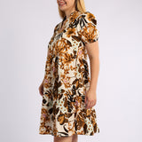 LADIES ALORA PRINTED V NECK TIERED DRESS
