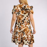 LADIES ALORA PRINTED V NECK TIERED DRESS