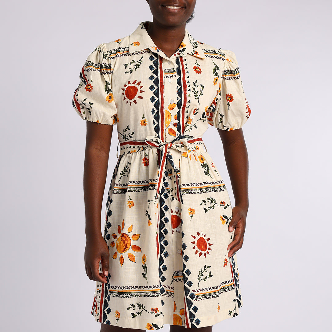 LADIES PRINTED LINEN DRESS