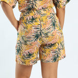 Yellow Printed Shorts ALORA Fashion Fusion
