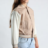 Girls Stone/Tan Baseball Jacket