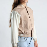 Girls Stone/Tan Baseball Jacket