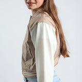 Girls Stone/Tan Baseball Jacket