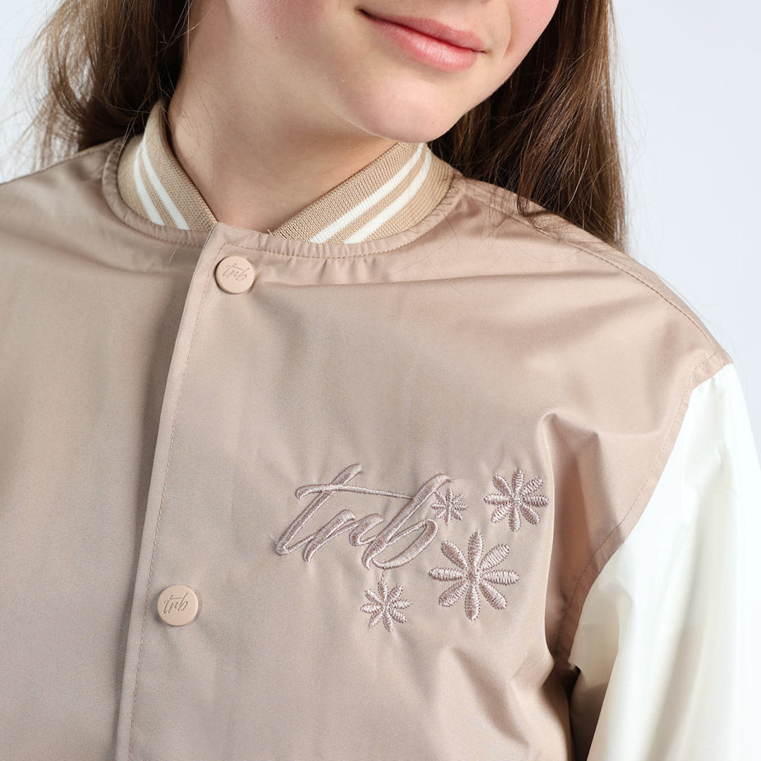 Girls Stone/Tan Baseball Jacket