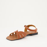 LADIES ALORA TAN  SANDAL WITH BUCKLE DETAIL - Fashion Fusion 59.00 Fashion Fusion
