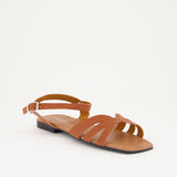 LADIES ALORA TAN  SANDAL WITH BUCKLE DETAIL - Fashion Fusion 59.00 Fashion Fusion