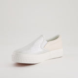 LADIES SHOEROOM WHITE/SILVER SNAKESKIN SLIP ON SNEAKER - Fashion Fusion 79.00 Fashion Fusion