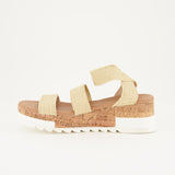 LADIES CUSHIONAIRE TAN PLATFORM SANDAL WITH CORK SOLE DETAIL - Fashion Fusion 169.00 Fashion Fusion