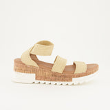 LADIES CUSHIONAIRE TAN PLATFORM SANDAL WITH CORK SOLE DETAIL - Fashion Fusion 169.00 Fashion Fusion